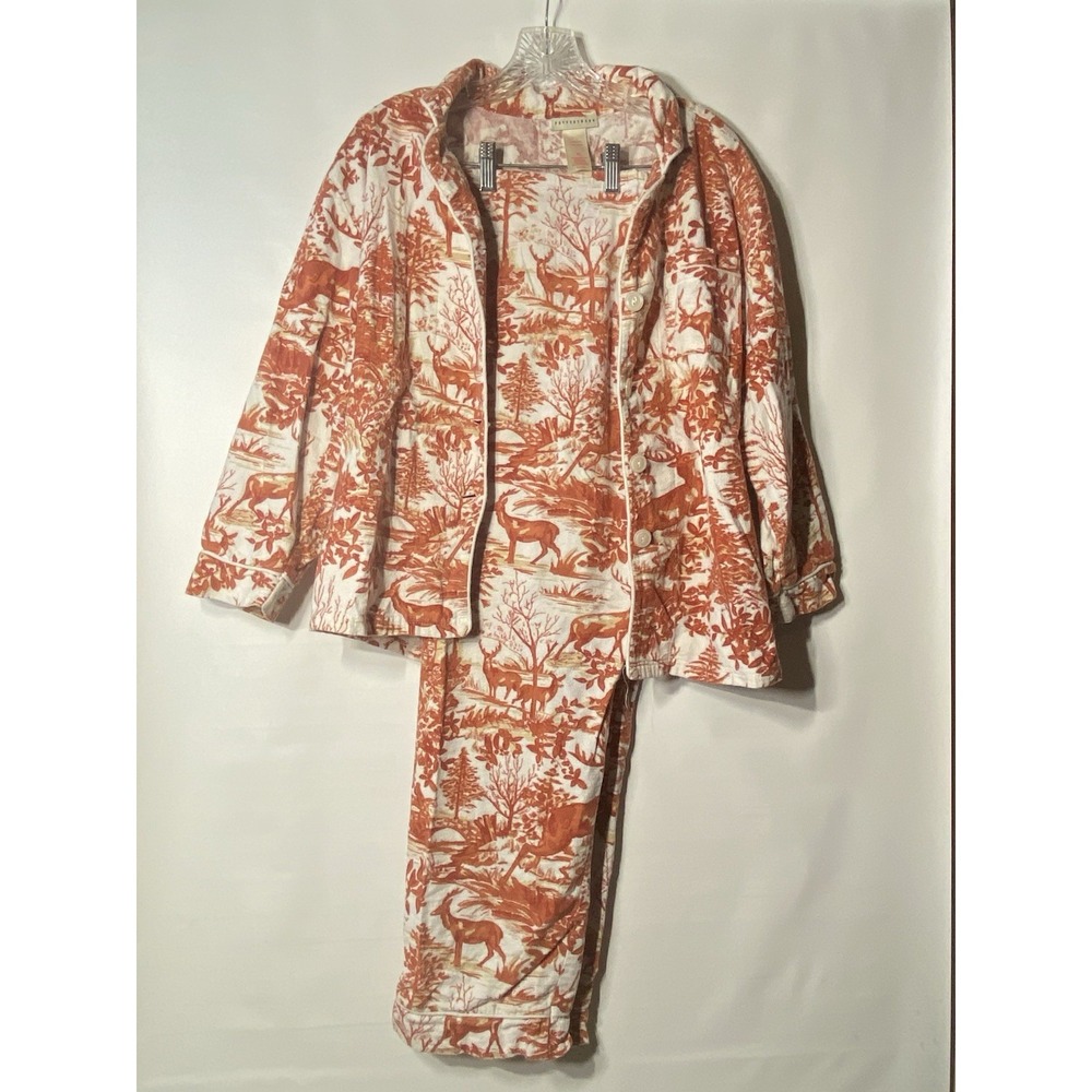 Pottery Barn Red Alpine Toile Women's Pajamas X-Small 100% Cotton